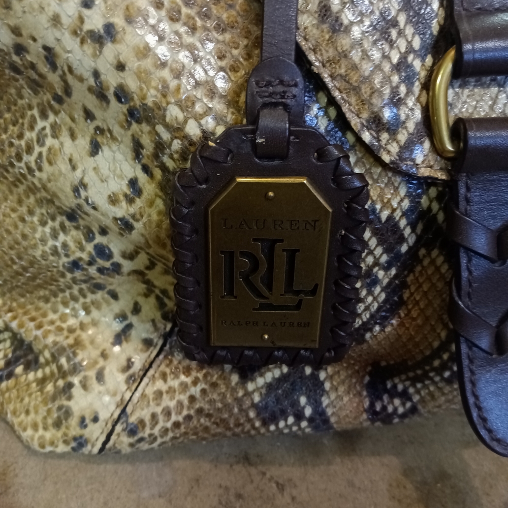 Ralph Lauren Python Pattern Bag With Dark Brown T… - image 6